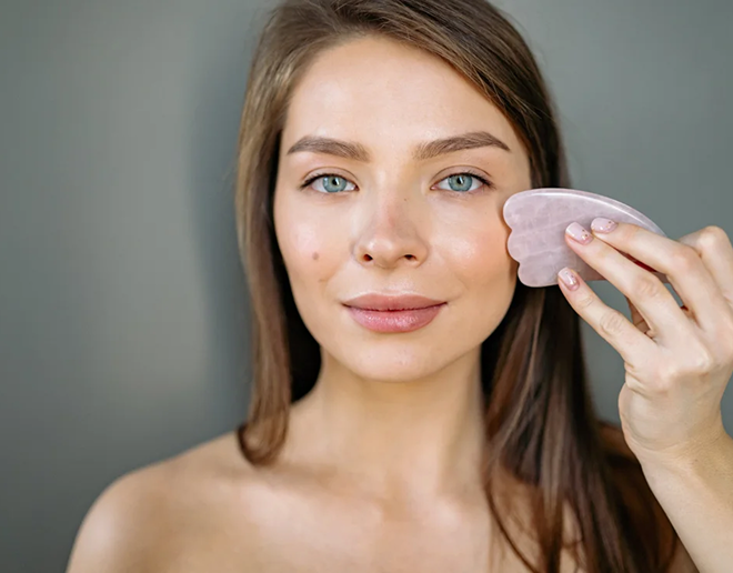 Natural lymphatic drainage face massage